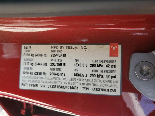 2018 TESLA MODEL 3 5YJ3E1EA3JF014404