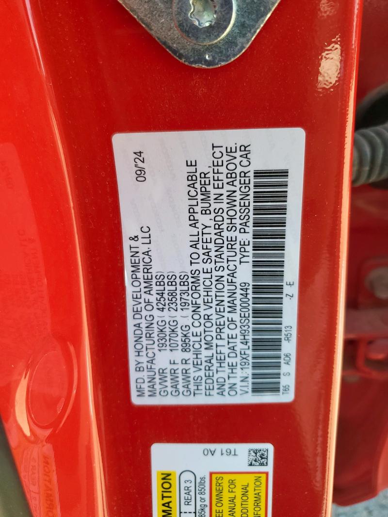 2025 HONDA CIVIC SPOR - 19XFL4H93SE000449