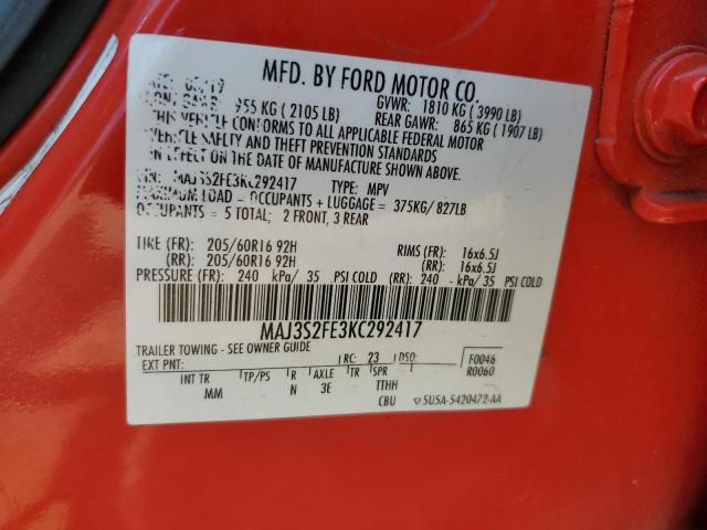 2019 FORD ECOSPORT S MAJ3S2FE3KC292417