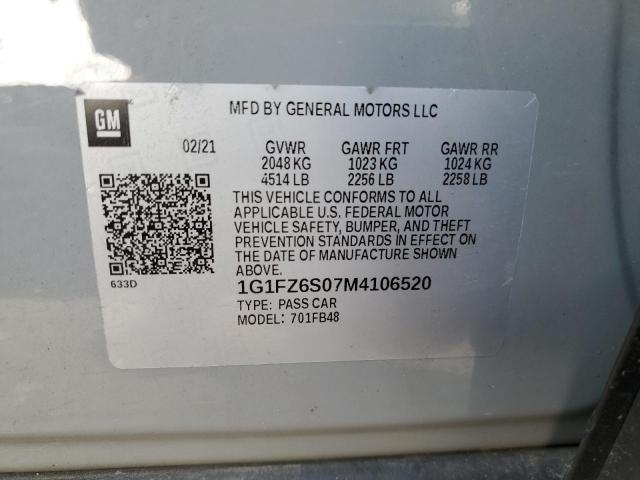 2021 CHEVROLET BOLT EV PR 1G1FZ6S07M4106520