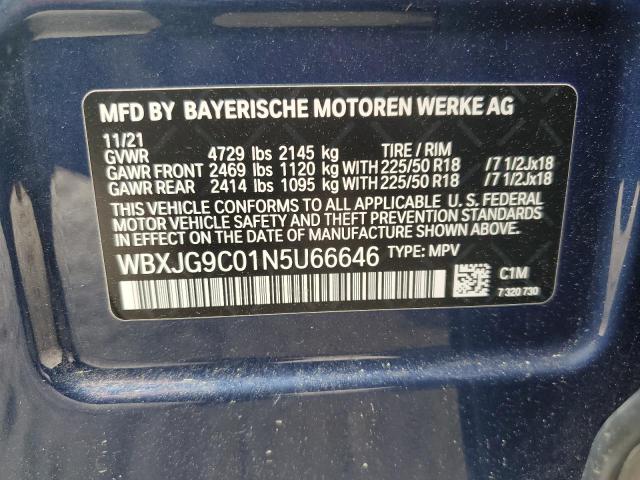 2022 BMW X1 XDRIVE2 WBXJG9C01N5U66646