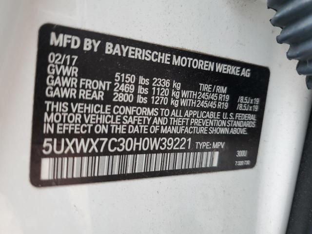 2017 BMW X3 XDRIVE35I 5UXWX7C30H0W39221