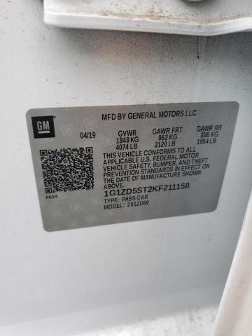 2019 CHEVROLET MALIBU LT 1G1ZD5ST2KF211158