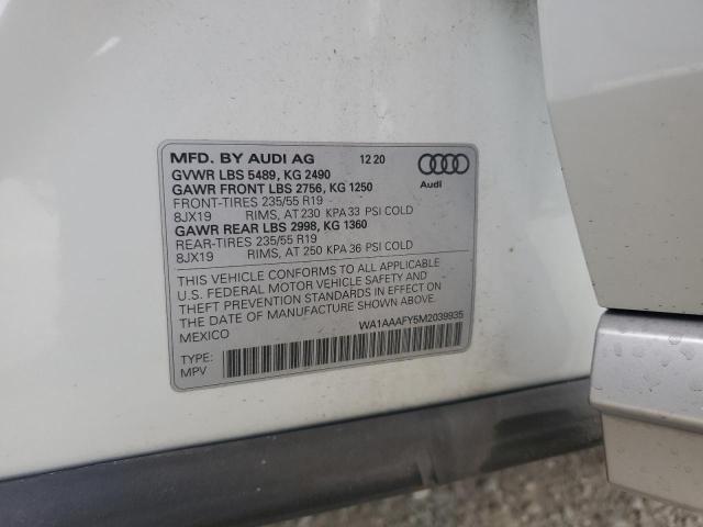 2021 AUDI Q5 PREMIUM WA1AAAFY5M2039935