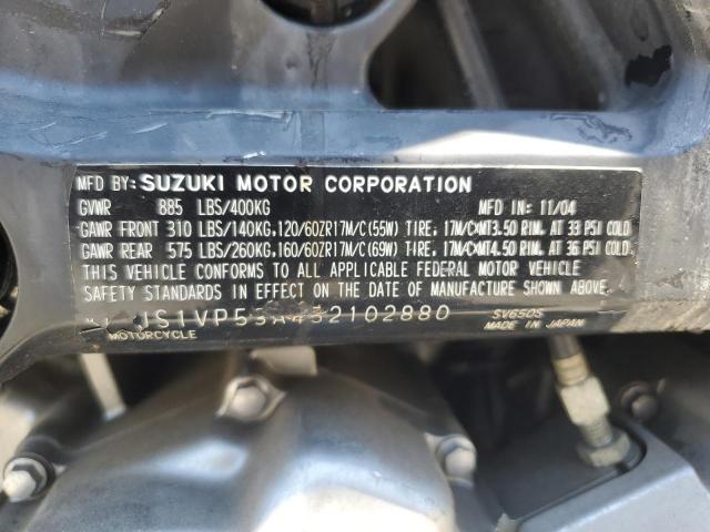 2005 SUZUKI SV650 JS1VP53A452102880