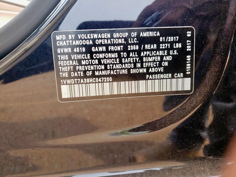 2017 VOLKSWAGEN PASSAT R-L 1VWDT7A38HC047200