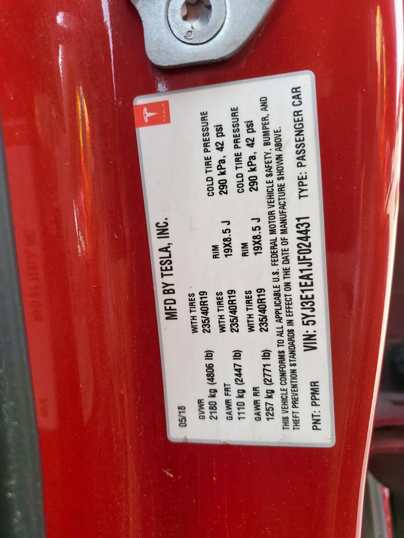 2018 TESLA MODEL 3 5YJ3E1EA1JF024431