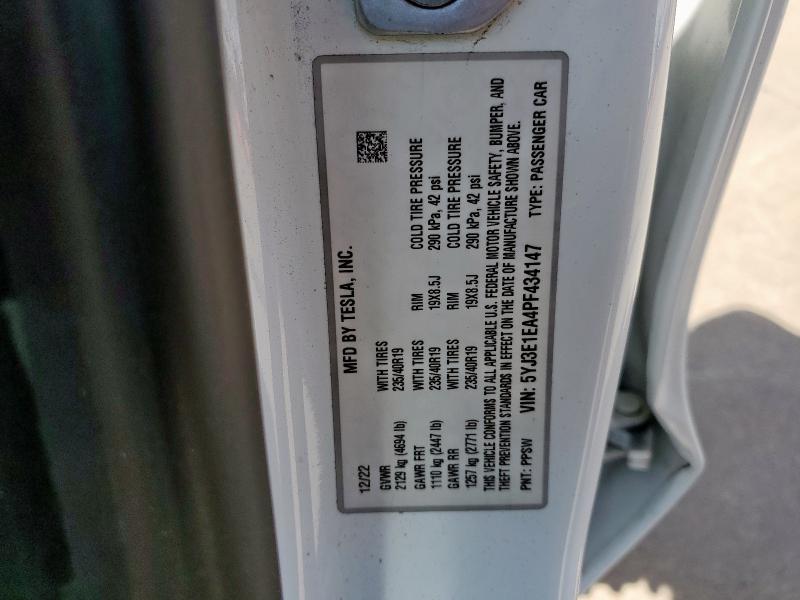 2023 TESLA MODEL 3 5YJ3E1EA4PF434147