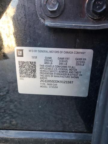 2019 CHEVROLET IMPALA PRE 2G1105S33K9121597