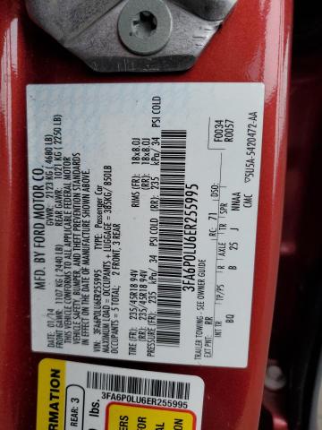 2014 FORD FUSION SE HYBRID - 3FA6P0LU6ER255995