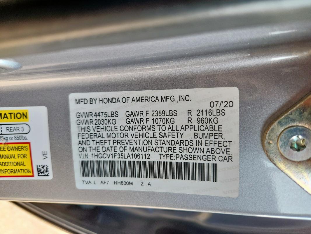 2020 HONDA ACCORD SPO - 1HGCV1F35LA106112