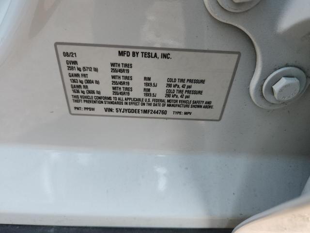 2021 TESLA MODEL Y 5YJYGDEE1MF244760