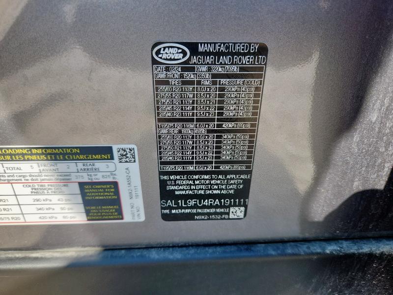 2024 LAND ROVER RANGE ROVE SAL1L9FU4RA191111