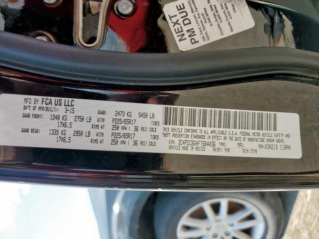 2015 DODGE JOURNEY SX 3C4PDCBG4FT664036