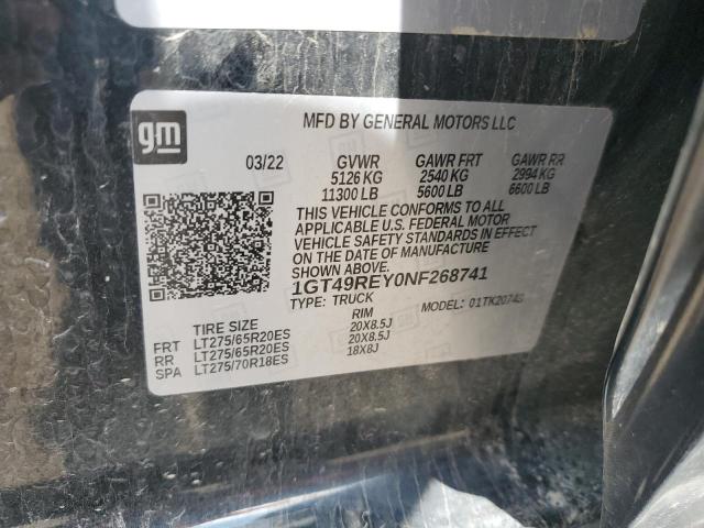 2022 GMC SIERRA K25 1GT49REY0NF268741