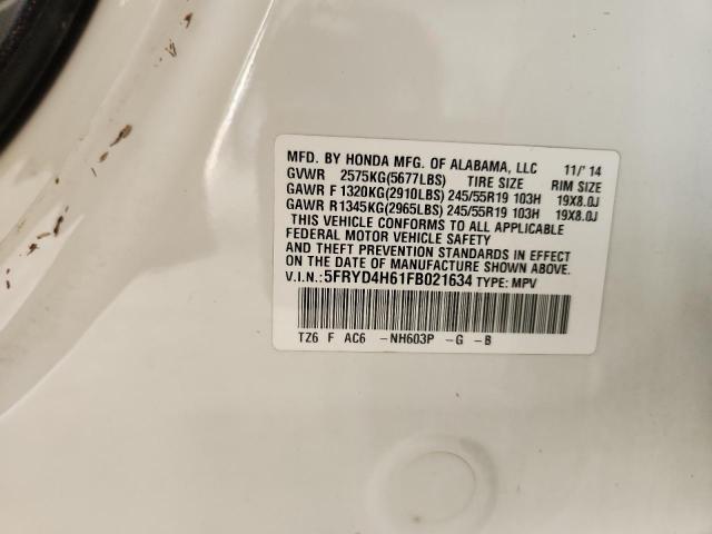 2015 ACURA MDX TECHNO 5FRYD4H61FB021634