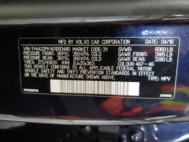 2016 VOLVO XC90 T6 YV4A22PK4G1093480