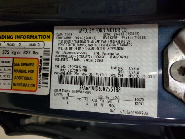 2018 FORD FUSION SE - 3FA6P0HD6JR255188
