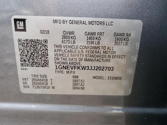 2018 CHEVROLET TRAVERSE L - 1GNEVFKW3JJ202703