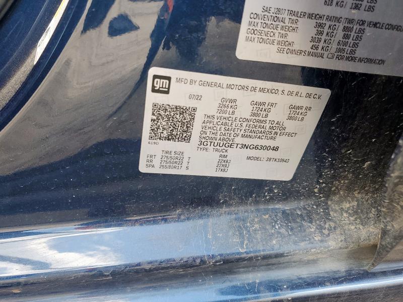 2022 GMC SIERRA K15 3GTUUGET3NG630048