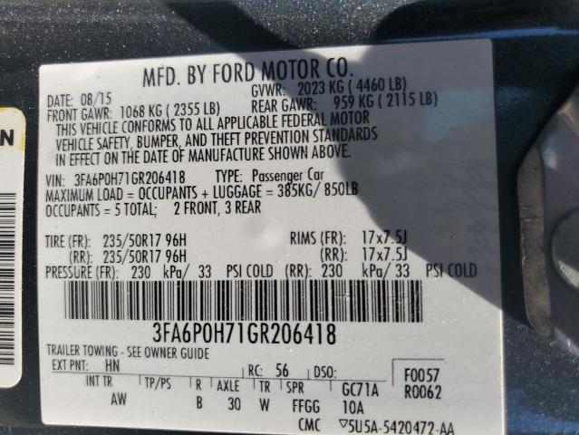 2016 FORD FUSION SE - 3FA6P0H71GR206418