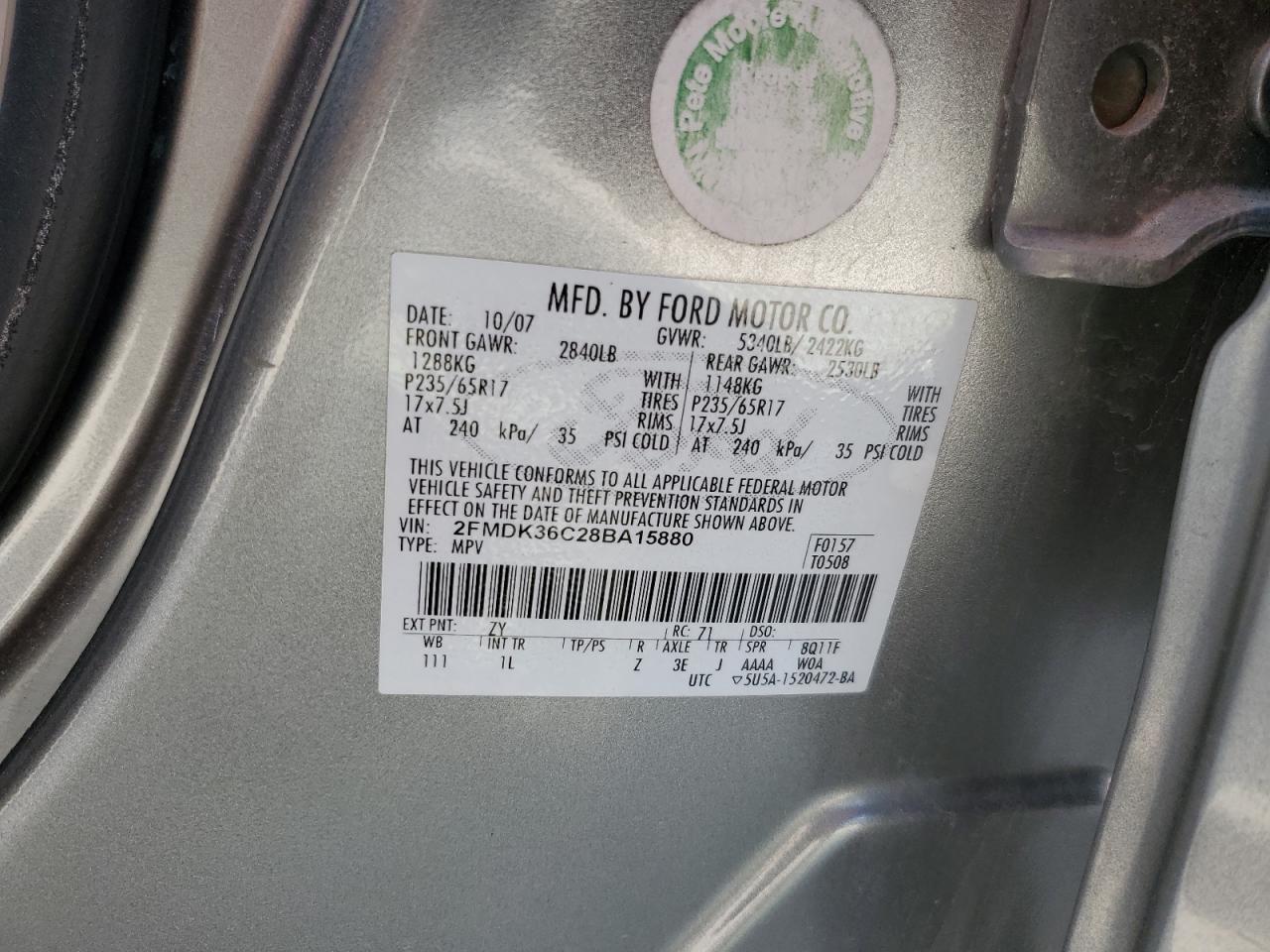 Lot #3298313129 2008 FORD EDGE SE