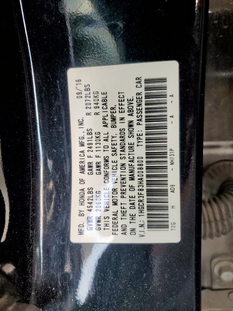 2017 HONDA ACCORD EXL 1HGCR3F83HA008800