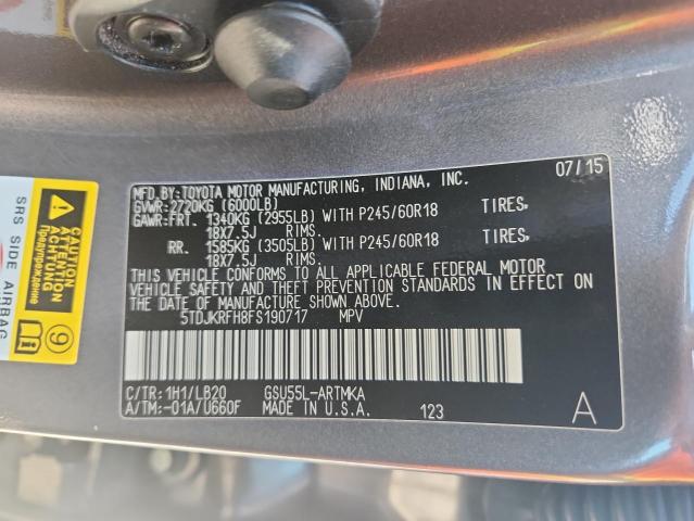 2015 TOYOTA HIGHLANDER XLE - 5TDJKRFH8FS190717