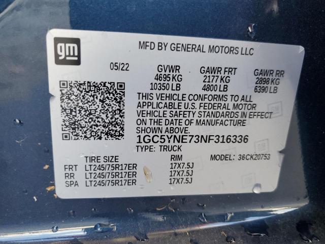 2022 CHEVROLET SILVERADO K2500 HEAVY DUTY LT 1GC5YNE73NF316336