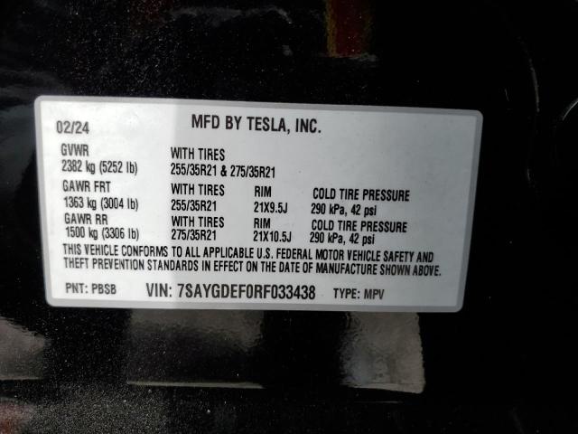 2024 TESLA MODEL Y 7SAYGDEF0RF033438