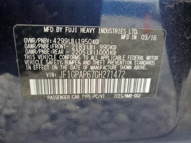 2016 SUBARU IMPREZA SP JF1GPAP67GH271472