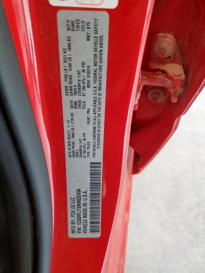2021 RAM 1500 LARAM 1C6SRFJT6MN632494