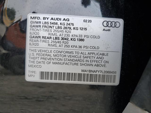 2020 AUDI Q5 PREMIUM WA1BNAFY7L2068456