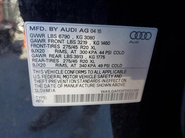 2015 AUDI Q7 PREMIUM WA1LGAFE0FD024196