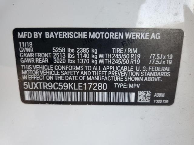 2019 BMW X3 XDRIVE3 5UXTR9C59KLE17280