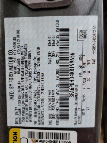 2019 FORD FUSION SE - 3FA6P0HD4KR199656