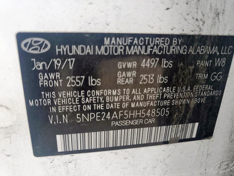 2017 HYUNDAI SONATA SE 5NPE24AF5HH548505