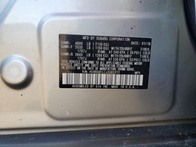 2018 SUBARU OUTBACK 2. 4S4BSAFC7J3302312