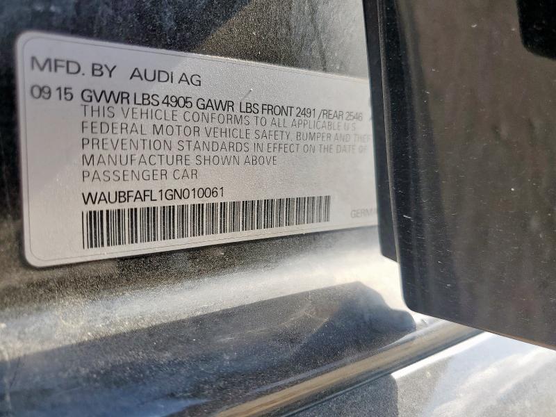 2016 AUDI A4 PREMIUM WAUBFAFL1GN010061