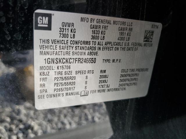 2015 CHEVROLET TAHOE K1500 LTZ 1GNSKCKC7FR246650