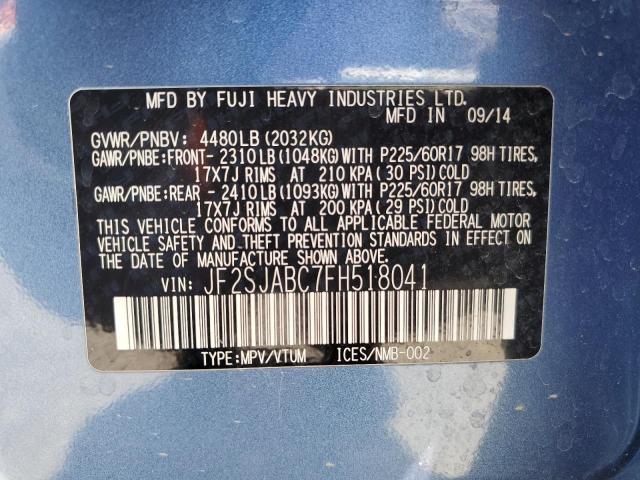 2015 SUBARU FORESTER 2 - JF2SJABC7FH518041