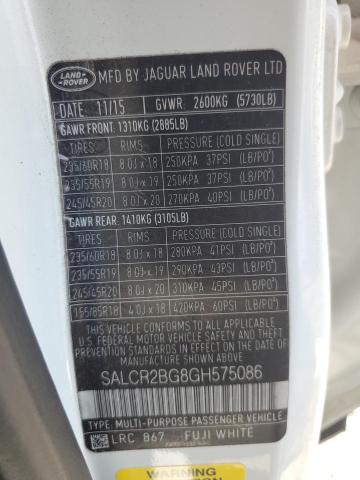 2016 LAND ROVER DISCOVERY SALCR2BG8GH575086
