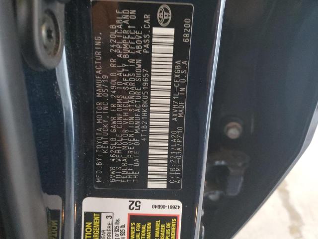 2019 TOYOTA CAMRY HYBR 4T1B21HK8KU519657