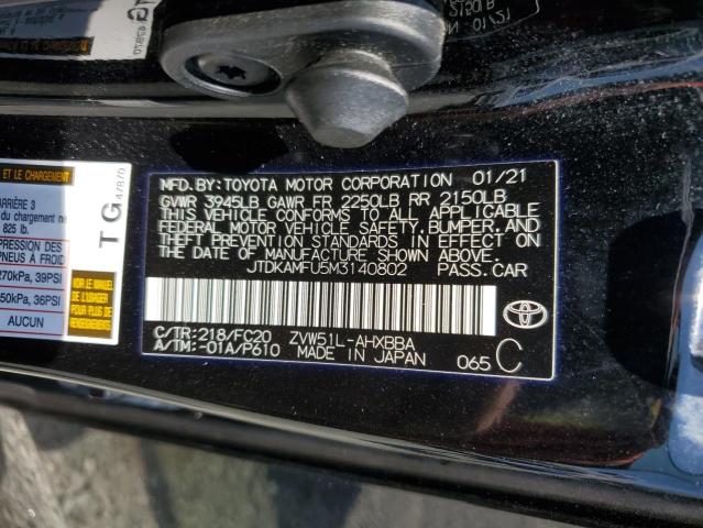 2021 TOYOTA PRIUS SPEC JTDKAMFU5M3140802