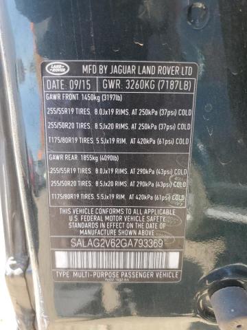 2016 LAND ROVER LR4 HSE SALAG2V62GA793369