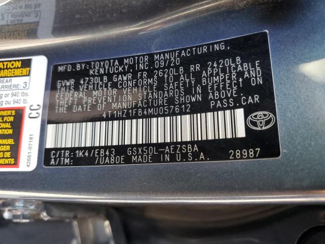 2021 TOYOTA AVALON TOU 4T1HZ1FB4MU057612