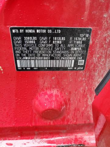 2016 HONDA FIT LX JHMGK5H52GX018831