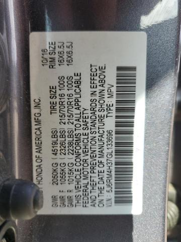 2016 HONDA CR-V LX 5J6RM4H37GL133696