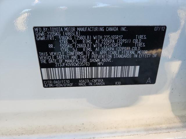 2012 TOYOTA RAV4 - 2T3JF4DV8CW235763