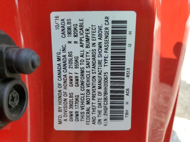 2017 HONDA CIVIC EXL 2HGFC3B78HH350675